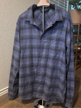 Under Armour Flannel Shirt Blue Purple Plaid Button Up Long Sleeve Men’s XXL